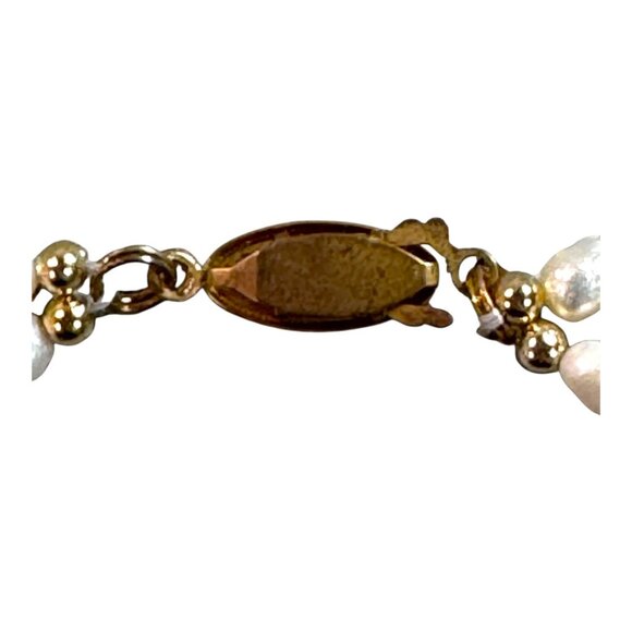Vintage Freshwater Pearl Garnet Beaded Necklace Twisted Double Strand Gold Clasp - Picture 3 of 8